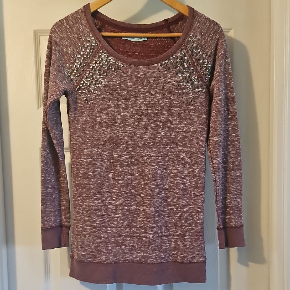 Embellished  Mauve Long Sleeve Sweater